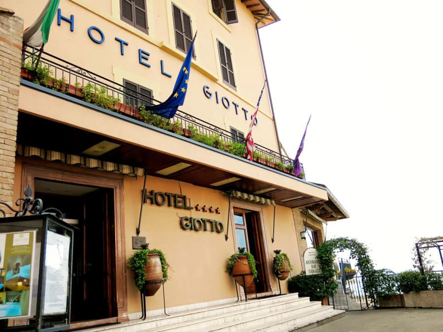 Hotel Giotto, Assisi, Italy, entrance to the building