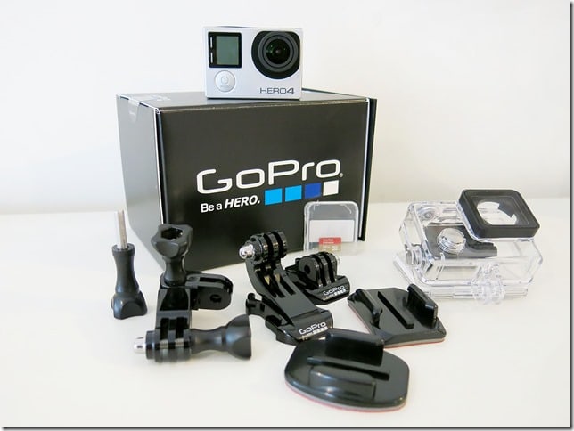 GoPro Hero 4, box with the camera and all the attachments, casing
