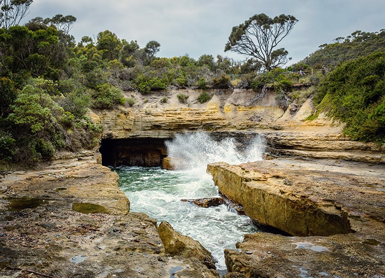 Tasman Arch and blowhole near the former Port Arthur penal colony, on the rugged south Tasmanian coastline