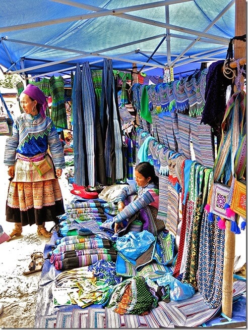 Hmong dresses for sale in Bac Ha Markets Vietnam