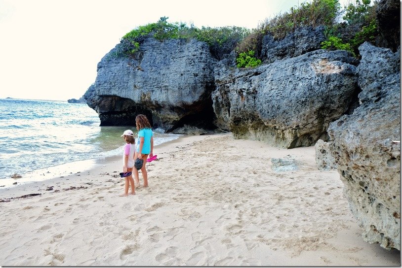 Geger Beach Nusa dua Bali, Small beach, two girls standing looking at the beach