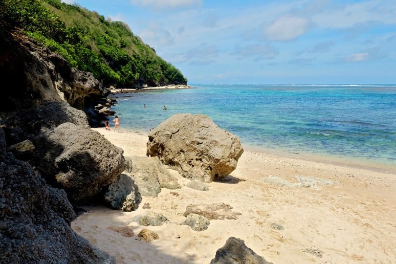 Things to do in Southern Bali, view of the beach with rocky backdrop