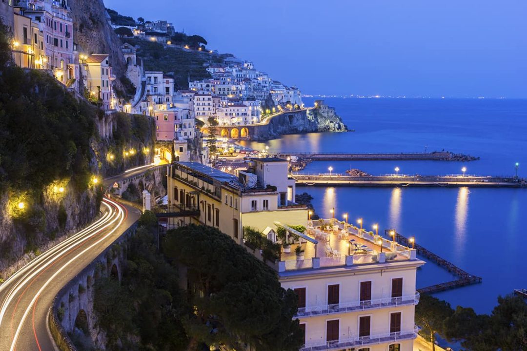 Amalfi Coast, Italy, at night