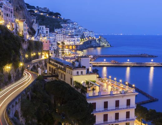 Amalfi Coast, Italy, at night