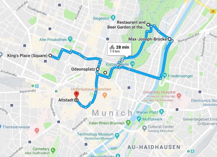 Munich Bike Tour Map