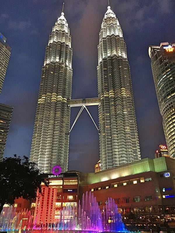 KLCC fountain by night