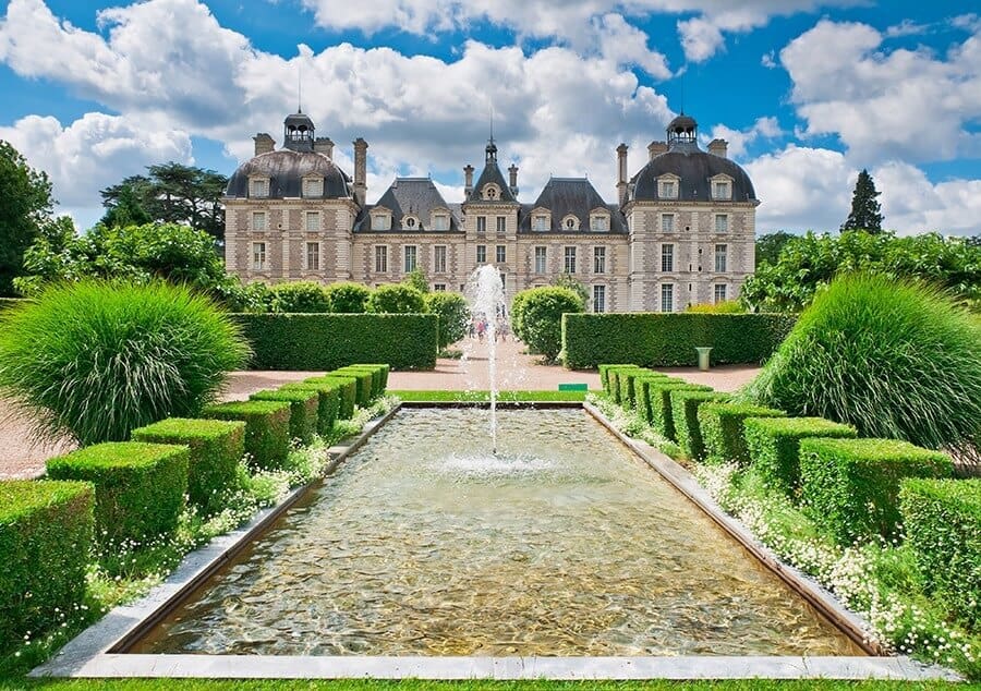 View of Cheverny Chateau from apprentice's garden, France