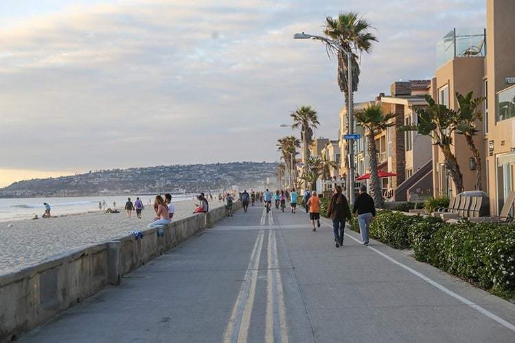 Mission Beach Boardwalk, Summer Sunset, San Diego, California