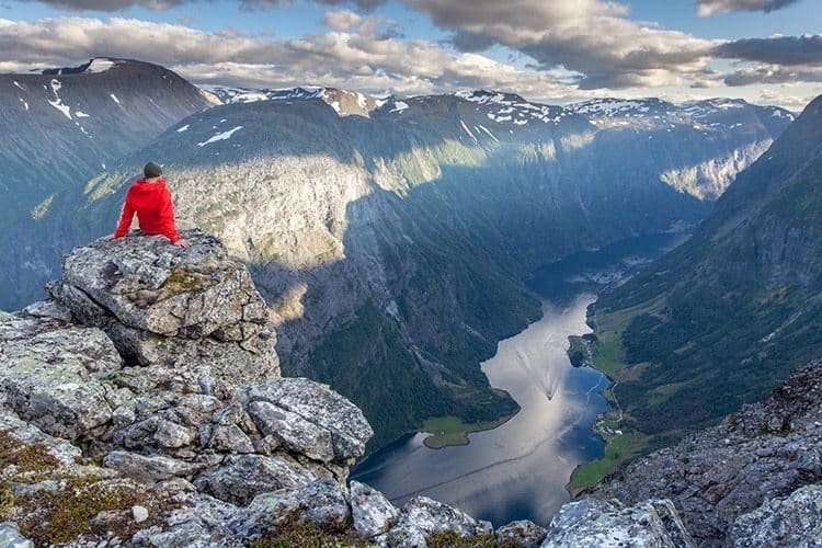 View over fjord near Gudvangen, Naeroyfjord,Norway