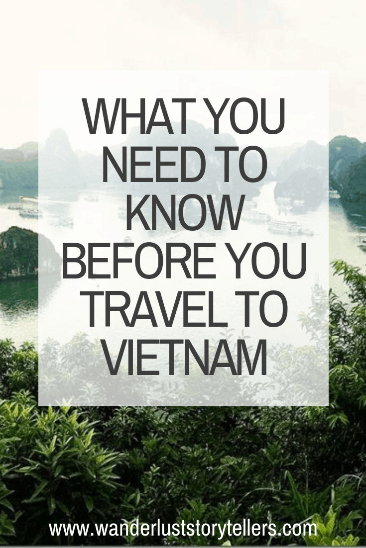 Halong Bay photo, Pinterest photo with writing What you need to know before you travel to Vietnam