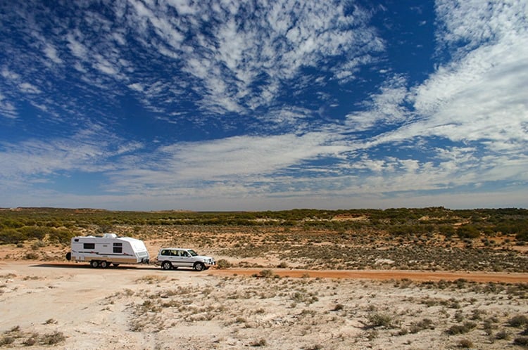 Four Wheel Drive and off road Caravan in the Outback of Western Australia