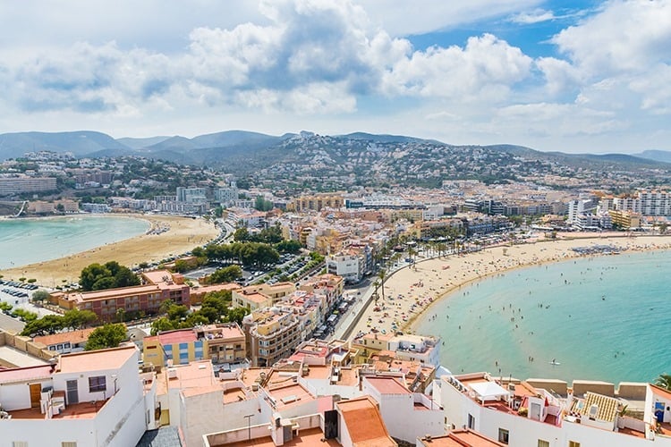 Two beaches in Peniscola, Valencia, Spain