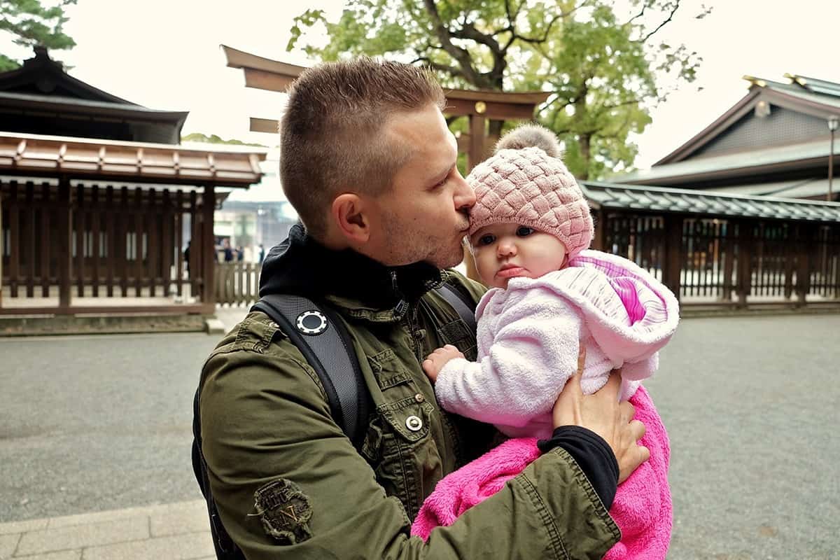 Avie and Daddy at Meiji Shrine