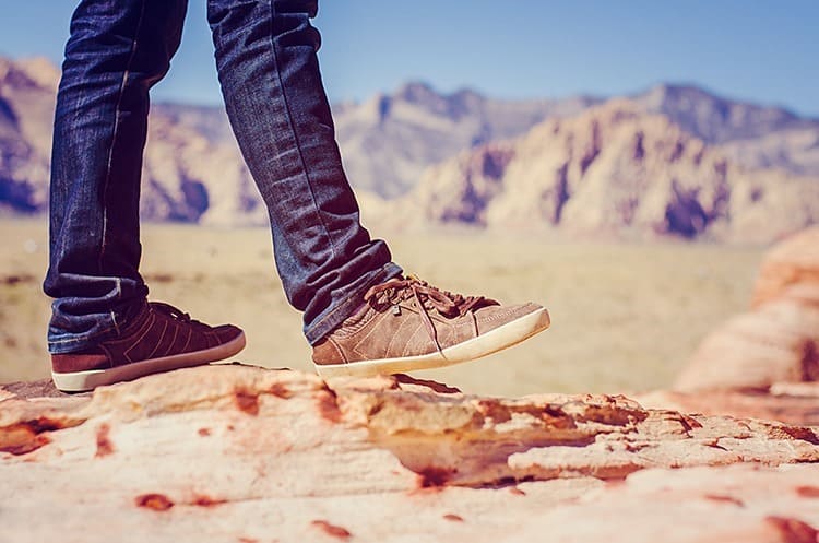 Man shoes canvas outdoor travel hiking red rock canyon Nevada