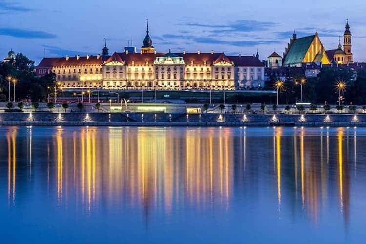 The Royal Castle over the Vistula river in Warsaw, Poland