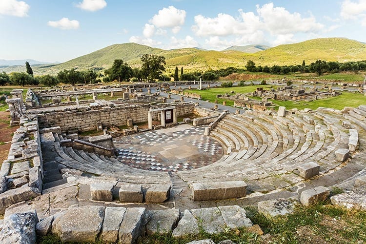ruins of theater in Ancient Messinia, Greece