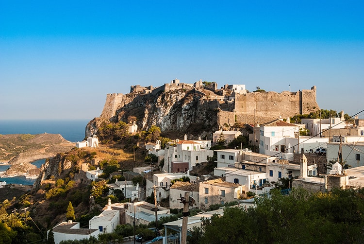 Picturesque view of the Venetian castle and city of Kythera isla