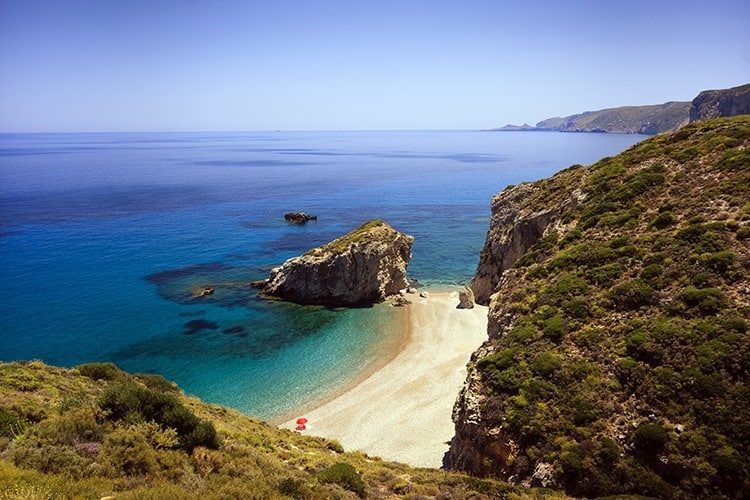 Beautiful beach in Kythera island, Greece.