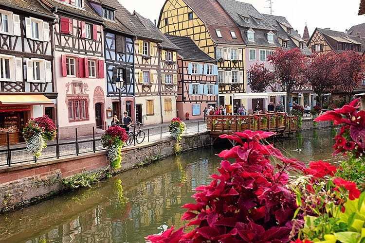 Colmar iconic buildings on the river, France, Alsace