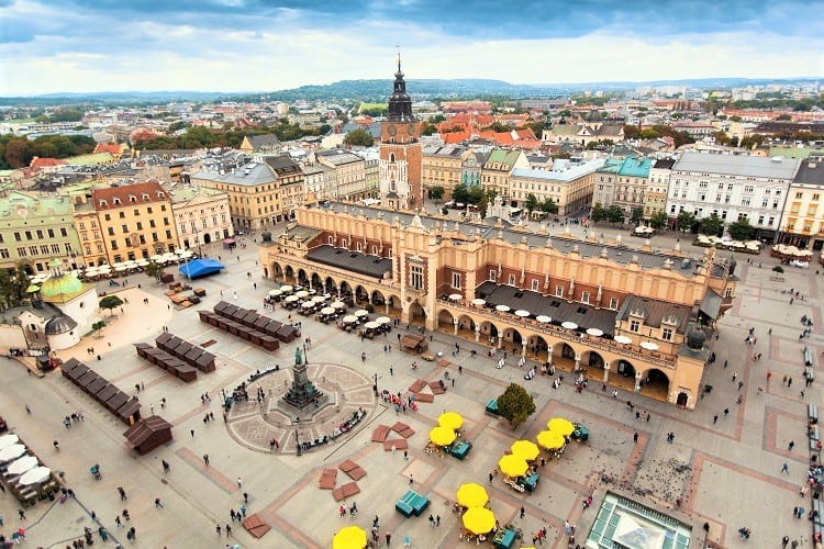 View from Mariacki Tower in Krakow, Widok z wierzy Mariackiej w Krakowie