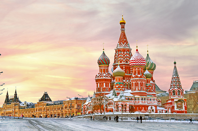 Moscow, Russia, St. Basil's Cathedral in winter