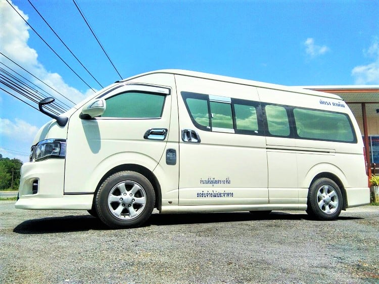 Taxi from Phuket to Pak Bara Pier, Thailand, white van transporter