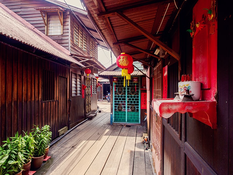 Passage in Clan Jetties in Georgetown, Penang, Malaysia