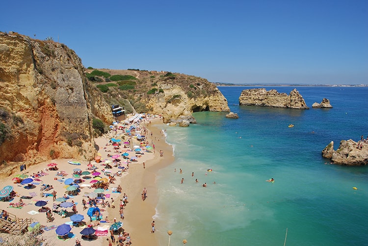 Dona Ana beach, Algarve coast in Portugal