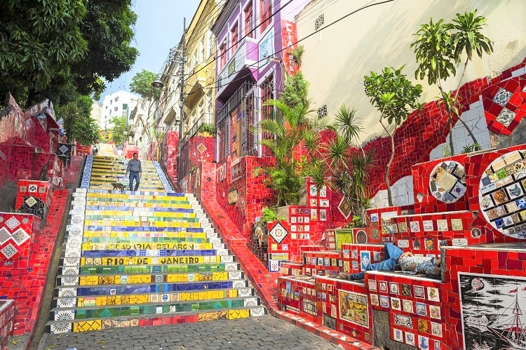 Brazilian colourful steps and wall decor in Rio De Janeiro
