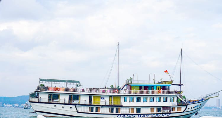 Oasis Bay Party Cruise, Halong Bay, Vietnam, junk boat in the water