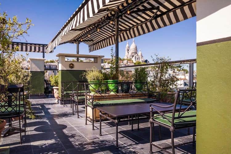 Roof Terrace at Hotel Rochechouart In Paris for Families