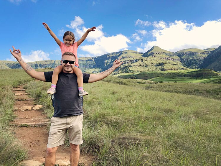 Father and daughter at Drankensberg, South Africa