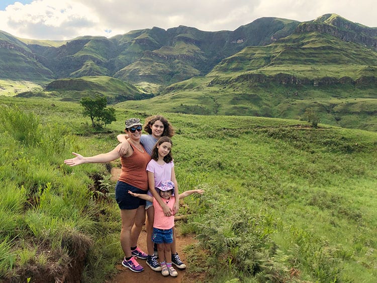 Family at Drakensberg mountains, South Africa