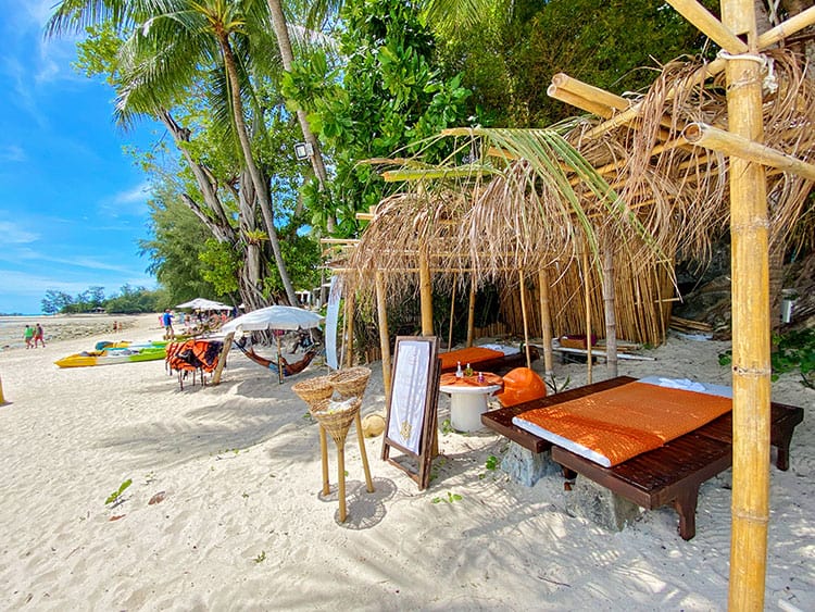 massage tables on the beach in Koh Samui, Thailand