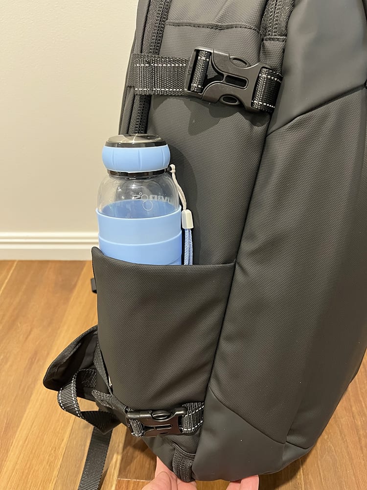 OUTWALK 1.0 a Stylish Travel Back Pack Review - Bottle Holder