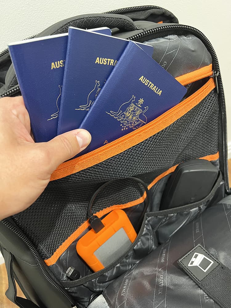 https://www.wanderluststorytellers.com/wp-content/uploads/2022/11/OUTWALK-1.0-a-Stylish-Travel-Back-Pack-Review-Document-Compartment-Passports-Baterry-Charger.jpg