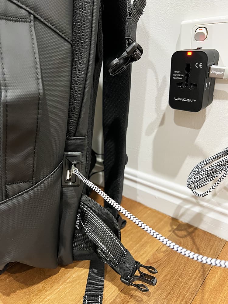 OUTWALK 1.0 a Stylish Travel Back Pack Review - USB Charging Ports
