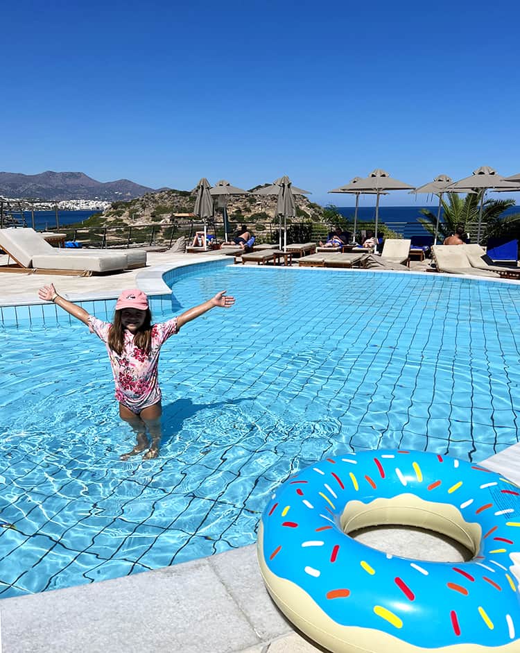 Blue Marine Resort and Spa Review - Crete Greece - Girl in next to the pool