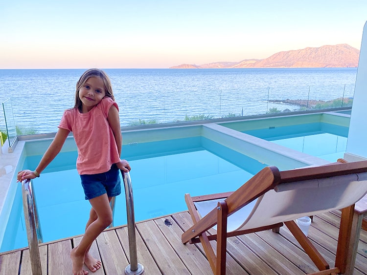 Blue Marine Resort and Spa Review - Crete Greece - girl next to the pool