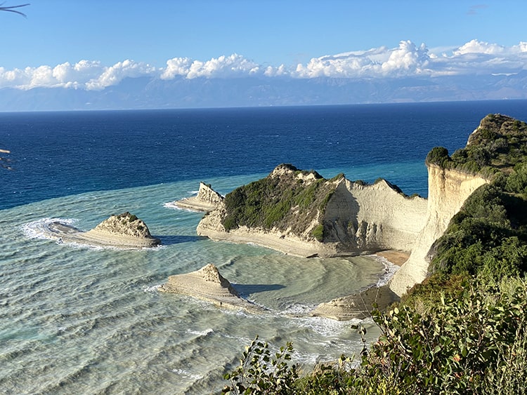 Cape Drastis Corfu Greece, view from above of the rocky coastline