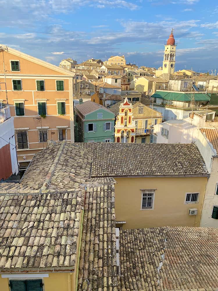 Corfu Old Town, roof tops view of Corfu, Greece