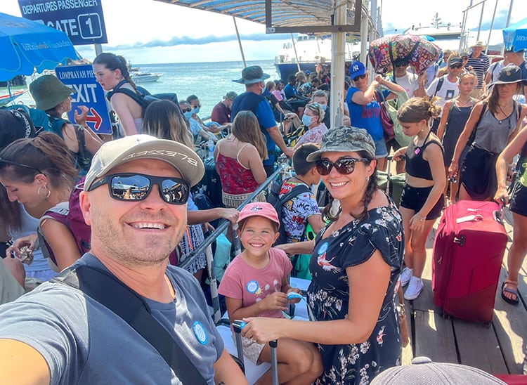 How to get to Koh Tao Thailand family at the ferry pier Koh Tao