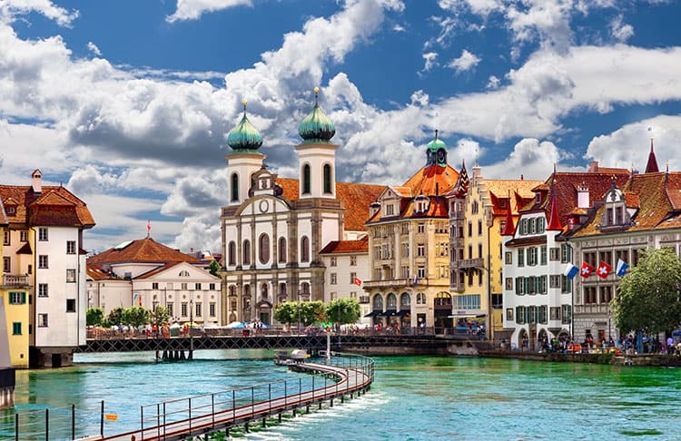 Lucerne Switzerland, city and river view