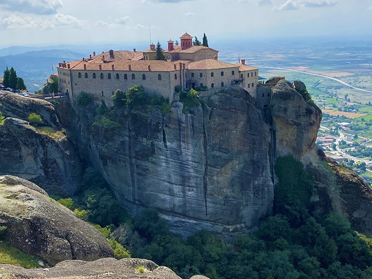 Monastery of St. Stephen's Meteora, Greece, view from the top