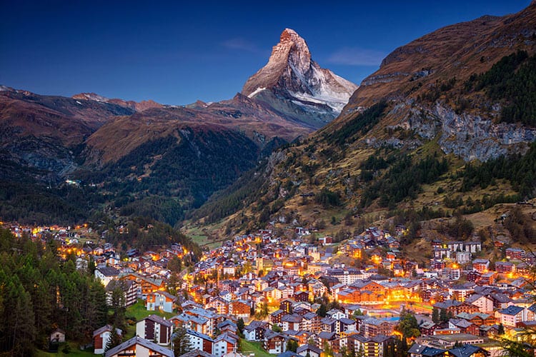 Zermatt town in Switzerland