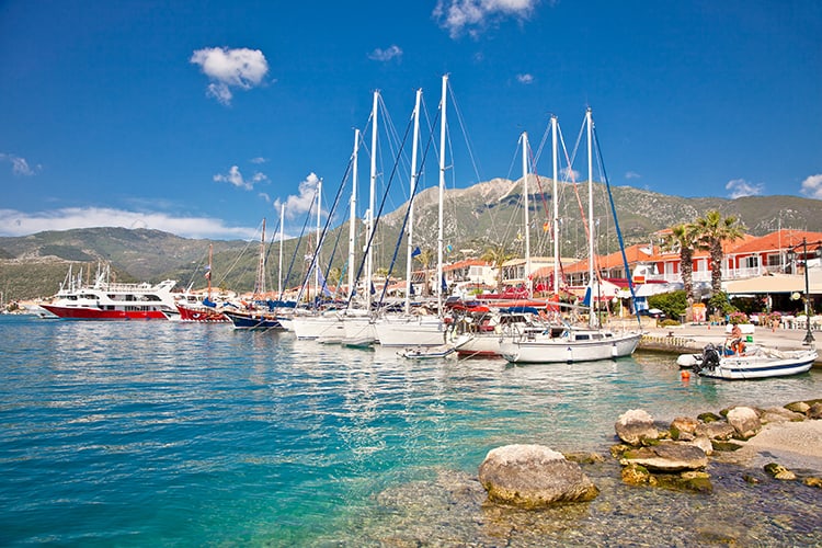 Nydri in Lefkada, boats at the harbour