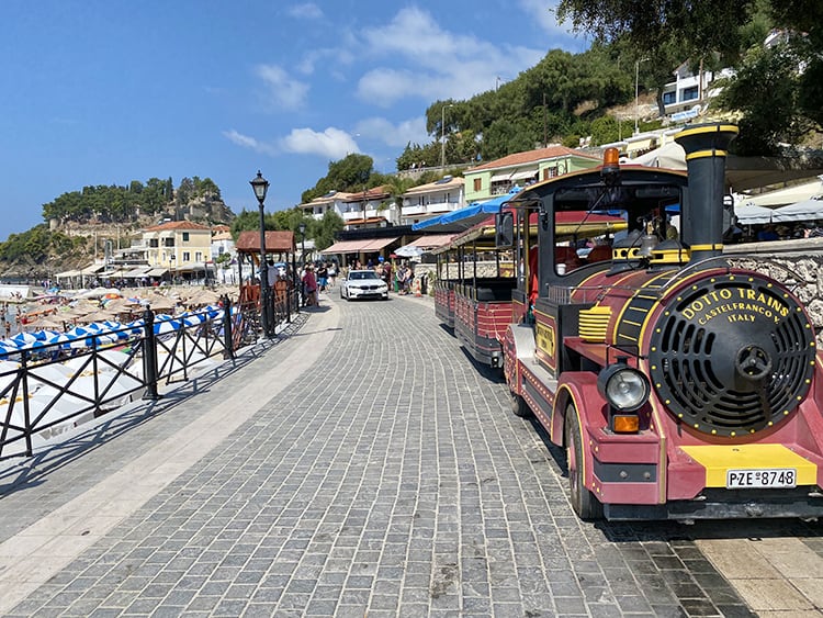 Parga Travel Guide - Sightseeing Tourist Train in Parga Town - by the beach