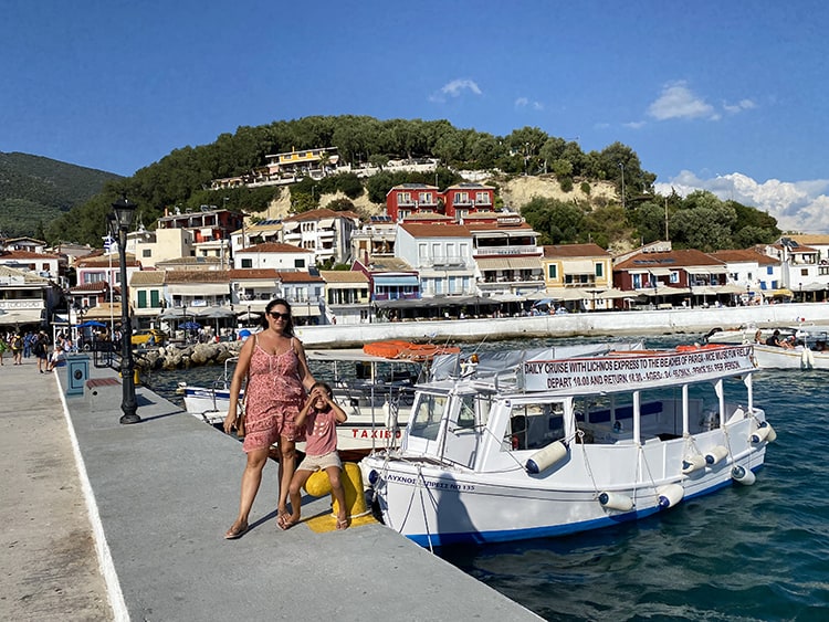 Parga Travel Guide - strolling around the Parga Harbour, mother and daughter at the pier