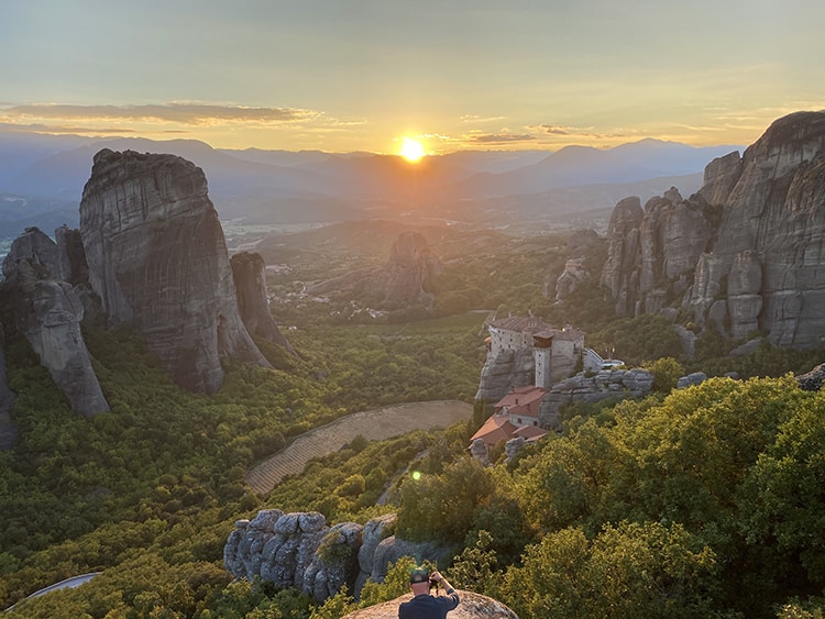 Roussanou Monastery Meteroa, Greece, Sunset View of the monastery