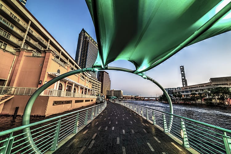 Tampa Riverwalk, Bicycle Way, Florida, USA